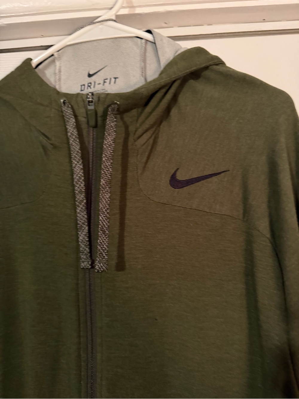 Nike Olive Green Dri-FIT Full-Zip Hooded Performance Jacket